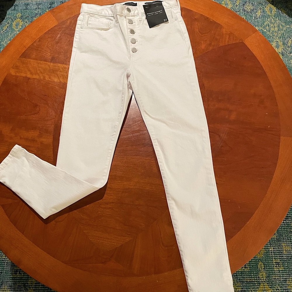 Banana Republic white, high rise, skinny, ankle